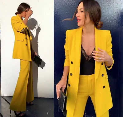 $74.14 • Buy Zara Woman Yellow Blazer Double Breasted Jacket Cardigan Size Medium M  New