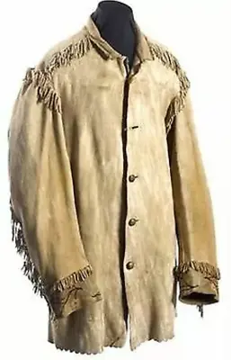 Native American Men's Leather Coat Mountain Man Coat Small Fringes • $89.99
