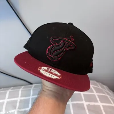 Miami Heat NBA New Era Black Burgundy SnapBack Cap • £14.99