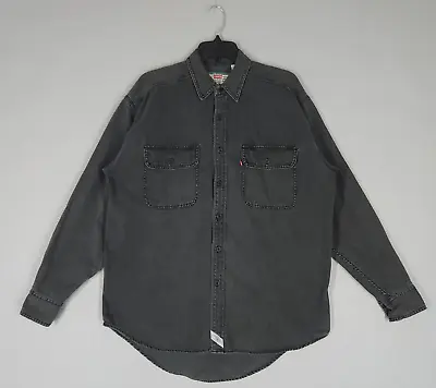 $38.15 • Buy VTG Levi's Shirt Mens Medium Black Gray Button Up Long Sleeve Denim Chambray 90s