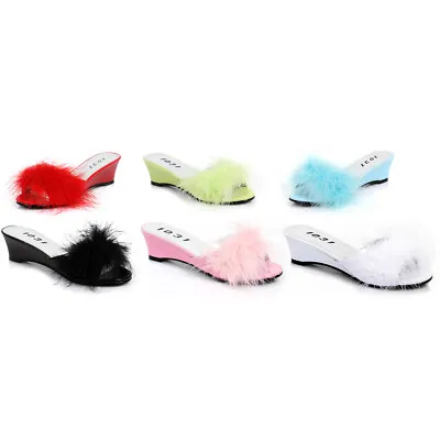 Ellie Diva Marabou Slip On Open Toe Mule Slippers Child Girls Shoes 171/PHOEBE • £19.53