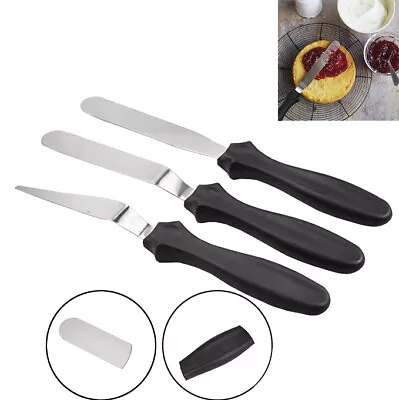 3 Pcs Stainless Steel Spatula Palette Knife Set Cake Decorating Smooth Tools Kit • £2.99