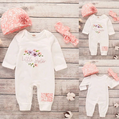 £8.19 • Buy Newborn Baby Girl LITTLE SISTER Bodysuit Romper Jumpsuit Clothes Outfits Set