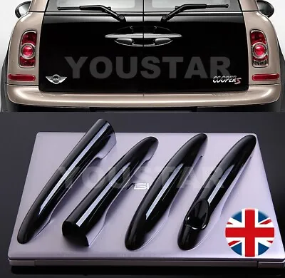 US STOCK 4x PIANO BLACK Front & Barn Door Handle Covers MINI Cooper R55 CLUBMAN • $68.97