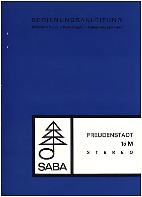 Owners Manual SABA Freudenstadt 15 M Stereo Radio Instruction Manual  • $10.80