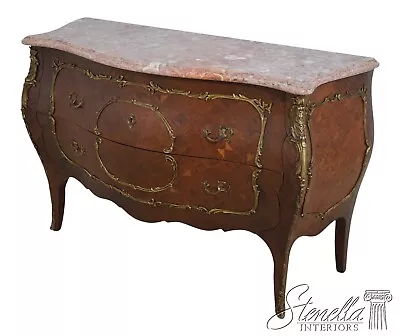 62270EC: Vintage French Louis XV Marble Top Marquetry Commode • $1895