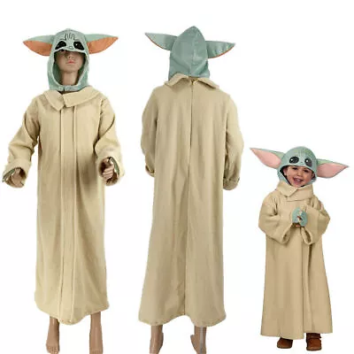 Child Baby Yoda Costume The Mandalorian Star Wars Cosplay Halloween Fancy Dress • £16.38