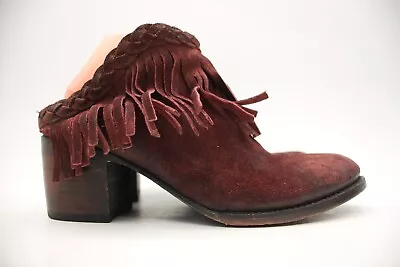 Freebird By Steven Lucy Women's 10 Burgundy Tan Ankle Booties Fringe Mules Clogs • $84.95