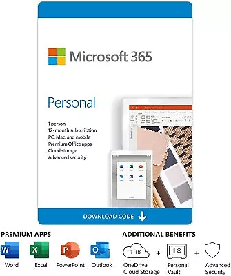 $97 • Buy Microsoft Office 365 Personal 1-year Subscription Licence For 1 Device