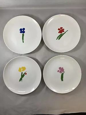 Set Of 4 Horchow Abstract Flower Salad/Dessert Plates  • $13.59