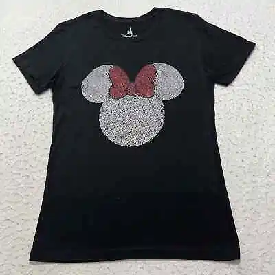 Disney Parks Women's Junior's Large Sequin Minnie Mouse Short Sleeve T Shirt • $13.49