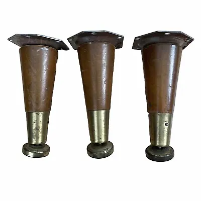Three) Vintage Wood Metal Gold Legs Mid Century Modern 5” • $14.99