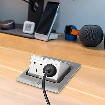 £25.01 • Buy Pop Up Socket Power Box UK Plug Office Desk 2 Sockets Floor 13A Double Socket
