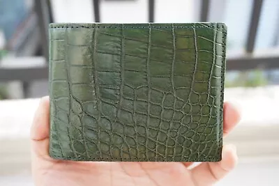Green Genuine Crocodile Alligator Belly Leather Skin MEN'S BIFOLD Wallet #C30 • $49.84