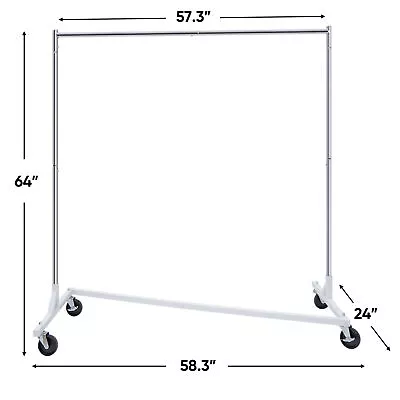 $46.58 • Buy Z-Base Clothes Rack Garment Rack Rolling Storage Garment Shelf Silver Sturdy
