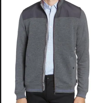 Ted Baker London Men’s Full Zip Grey Quilted Sweater Size 5 (US L/XL) • $46.99