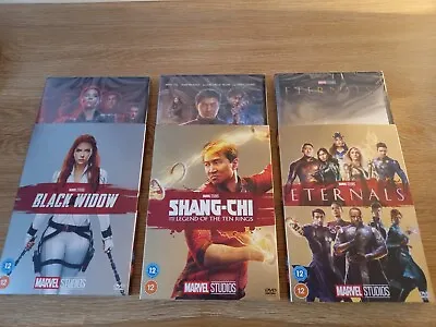 3 Marvel Dvd Black Widow+shang-chi + Eternals Sealed With Ltd O Ring Sleeves • £25