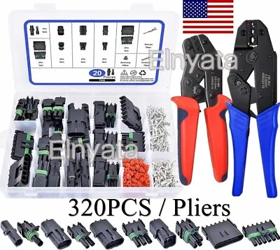 320Pcs Waterproof Car Electrical Wire Connector Terminals Plug 1/2/3/4/6 Pin • $35.71