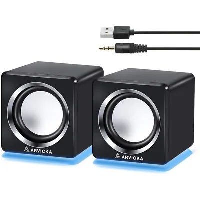 ARVICKA-Wired Laptop Speakers 2.0 Channel Small Computer Desktop Speakers For PC • $28.98