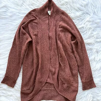 Women’s L Large Pink Rose Rust Red Knit Open Cocoon Cardigan Sweater • £7.12