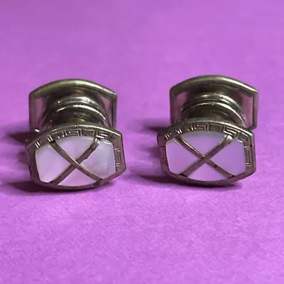 Vintage Style Cuff Links- Marked MJC Co. Champion - Silver Tone - Nice Condition • $19.95