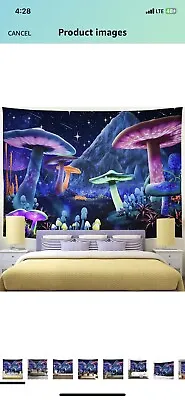 Trippy Mushroom Psychedelic Tapestry Wall Hanging Bedroom Living Large 59” X 59” • $13