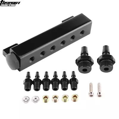 $18.66 • Buy 6 Port VACUUM Block Intake Manifold Fuel Gas Wastegate Turbo Boost NOS Black