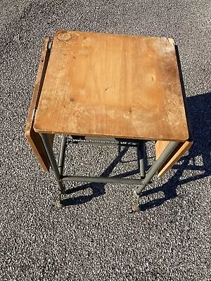 Vintage Typewriter Table W/Fold Down Sides Rolls & Locking Wheels • $25