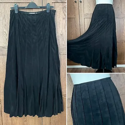 Per Una Maxi Skirt 12 Black Velvet Long Panelled Long Full Length Gothic Witchy • £28