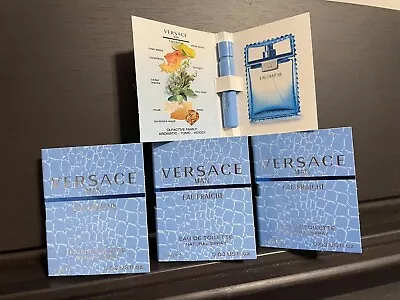 4x VERSACE MAN EAU FRAICHE 0.03oz / 1.0ml Each EDT Spray Samples NEW ON CARD • $11.49