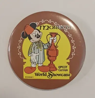 Vintage Disney Epcot Center World Showcase Morocco  2.5 Inch Pin Back Button 80s • $10