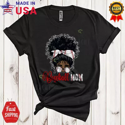 Baseball African Mom Messy Bun Hair Woman Black Proud Sport Player Team Shirt • $14.36