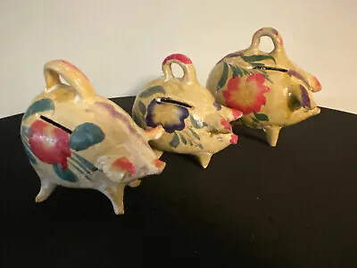 Vintage Mexican Ceramic Set Of 3 Piggy Banks • $24