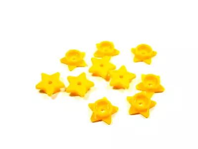 LEGO 10 Bright Yellow Orange 1x1 Round Star W/ Stud Holder D10 • $1.45