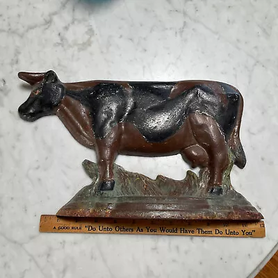 Vintage Cast Iron Farm House Cow~bull~ Doorstop 8 Tall Old • $8