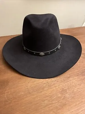 Vintage Beaver Brand 4X Cowboy Hat 7 1/4  Style 8777-4 Solid Black With Band • $100