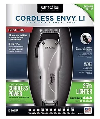 Andis Professional Cordless Envy Li Adjustable Blade Hair Clipper LCL 73000 Cut • $29.99