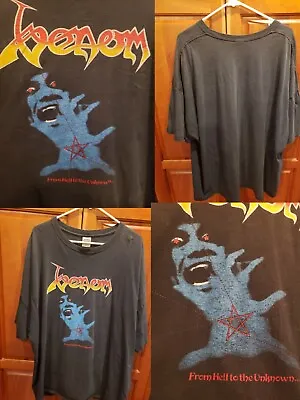 Vtg VENOM From Hell Unknown Black Metal Thrash Bathory Distressed Band Shirt 4XL • $149.99