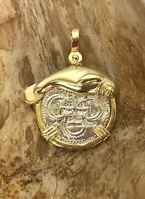 ATOCHA Coin Pendant Manatee GP Over 925 Silver Sunken Treasure Jewelry • $59.50