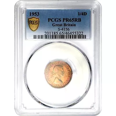 1953 Great Britain Proof 1/4 Penny Farthing PCGS PR 65 Red Brown • $59