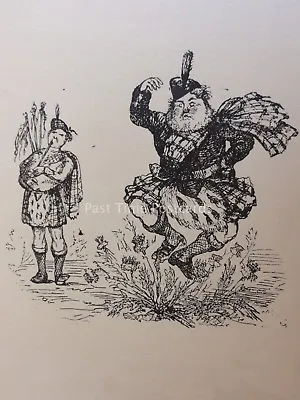Highland Scotland Theme BAGPIPES & HIGHLAND DANCE Antique Punch Cartoon • $12.43