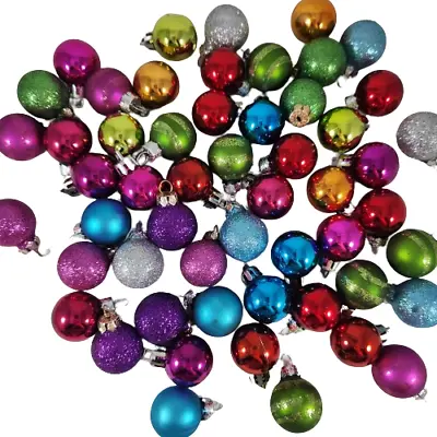 Lot Of Multicolored Mini Ball Christmas Tree Ornaments .75 Inch • $10.95