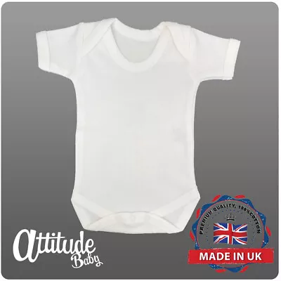 £3.59 • Buy Baby Grows-Plain White Baby Bodysuit-White Baby Grow-100 % Cotton-Baby Vest-Vest