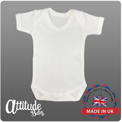 £3.89 • Buy Plain Baby Grows-White Baby Grow-100 % Cotton-Baby Vest-White Baby Bodysuit-Vest