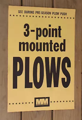 NEAR MINT ~1950s Era MINNEAPOLIS MOLINE 3 POINT MOUNTED PLOW Old 12x18 In. Sign • $39