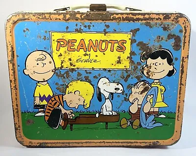 1959 PEANUTS By SCHULZ VINTAGE Lunch Box Tin Metal • $34