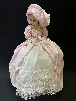 Vintage 14  Doll On Musical Base Swirl Umbrella Skirt GUC • $16.77