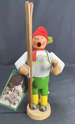 Richard Glaesser Skier German Smoker Erzgebirgeische Volkskunst Wood Grain VTG • $89