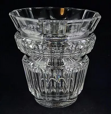 Val St. Lambert Clear Art Glass Flowerpot Shape Large Vase • $149.95