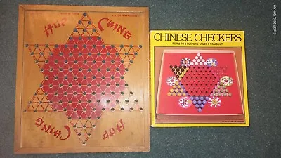 $9.95 • Buy (2) Vintage Chinese Checkers Boards W/ 1 Set Marbles Hop Ching Wood 1981 Whitman